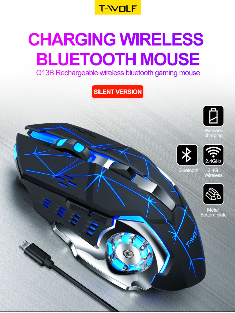  MOUSE KO DÂY T-WOLF Q13B  Bluetooth + Wireless 2.4Ghz
